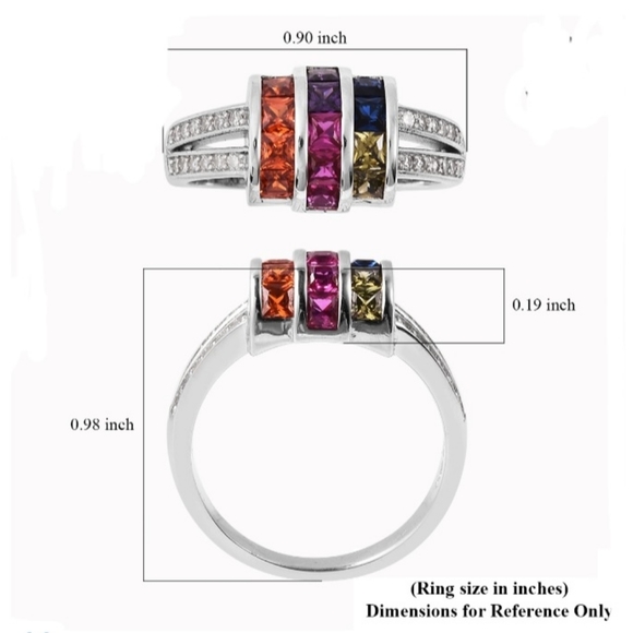 Channel Setting Lustro Stella MulitColor Cluster Diamond Ring Platinum - Picture 2 of 13